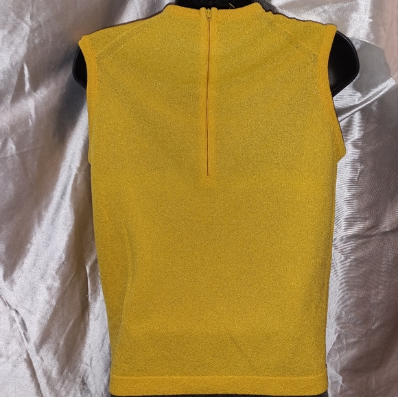 Vintage Talbot traveler mustard raindrop sleeveless knit top L - Picture 3 of 3